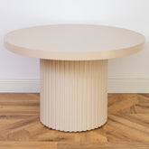 MASUTA BEJ DE CAFEA ROTUNDA CU RIFLAJE, 70x70x50cm